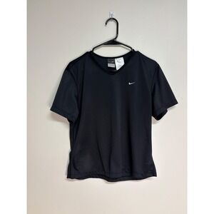 NIKE Black Dri-FIT Black‎ V-Neck Short Sleeve, Men's Size M